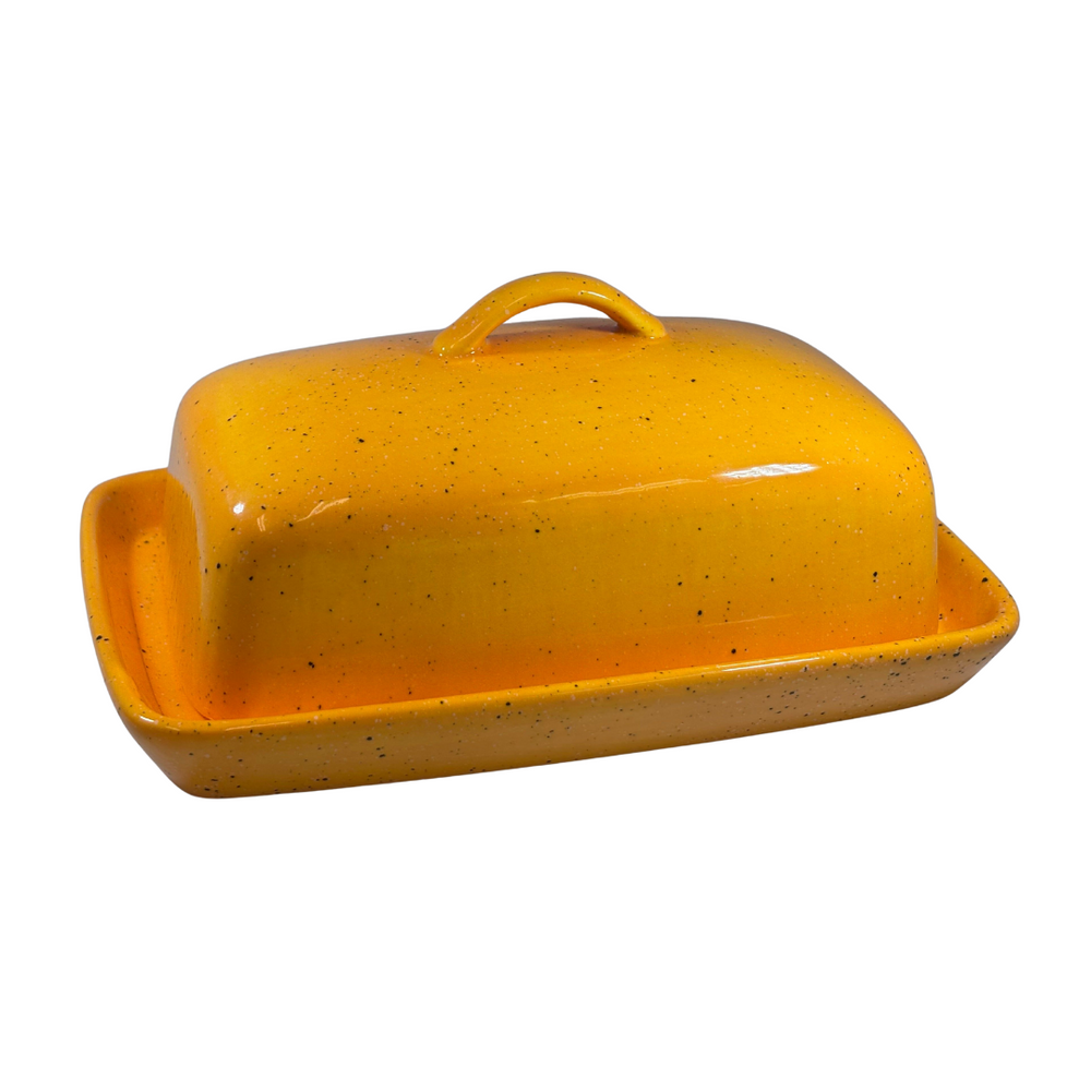 Yellow Butter Dish with Handle