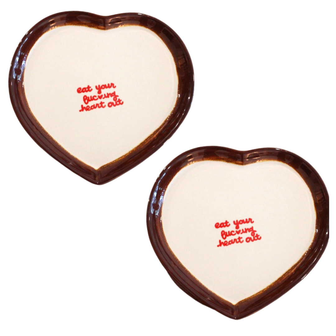 Hand-painted Heart Dinner Plates/Collection of Two