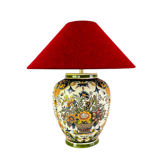 Antique Delft Polychrome Lamp