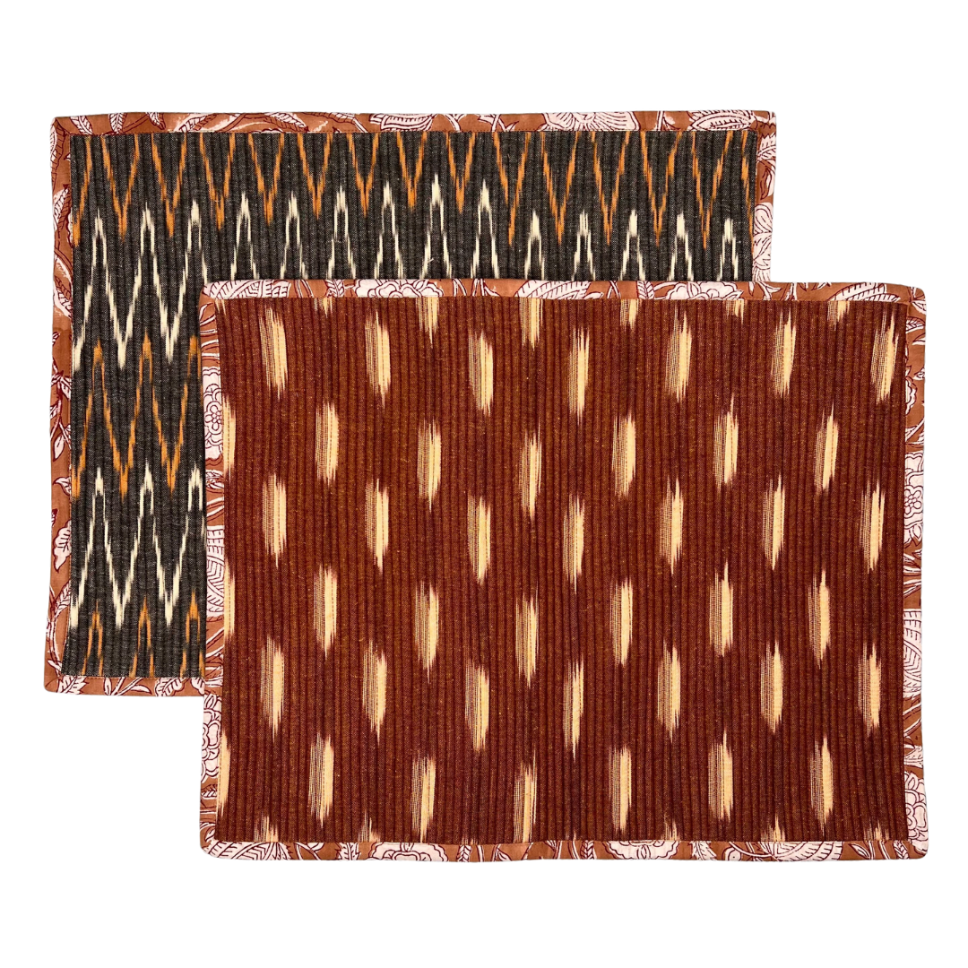 The Breakfast Ikat Placemat (pair) - Camel & Grey
