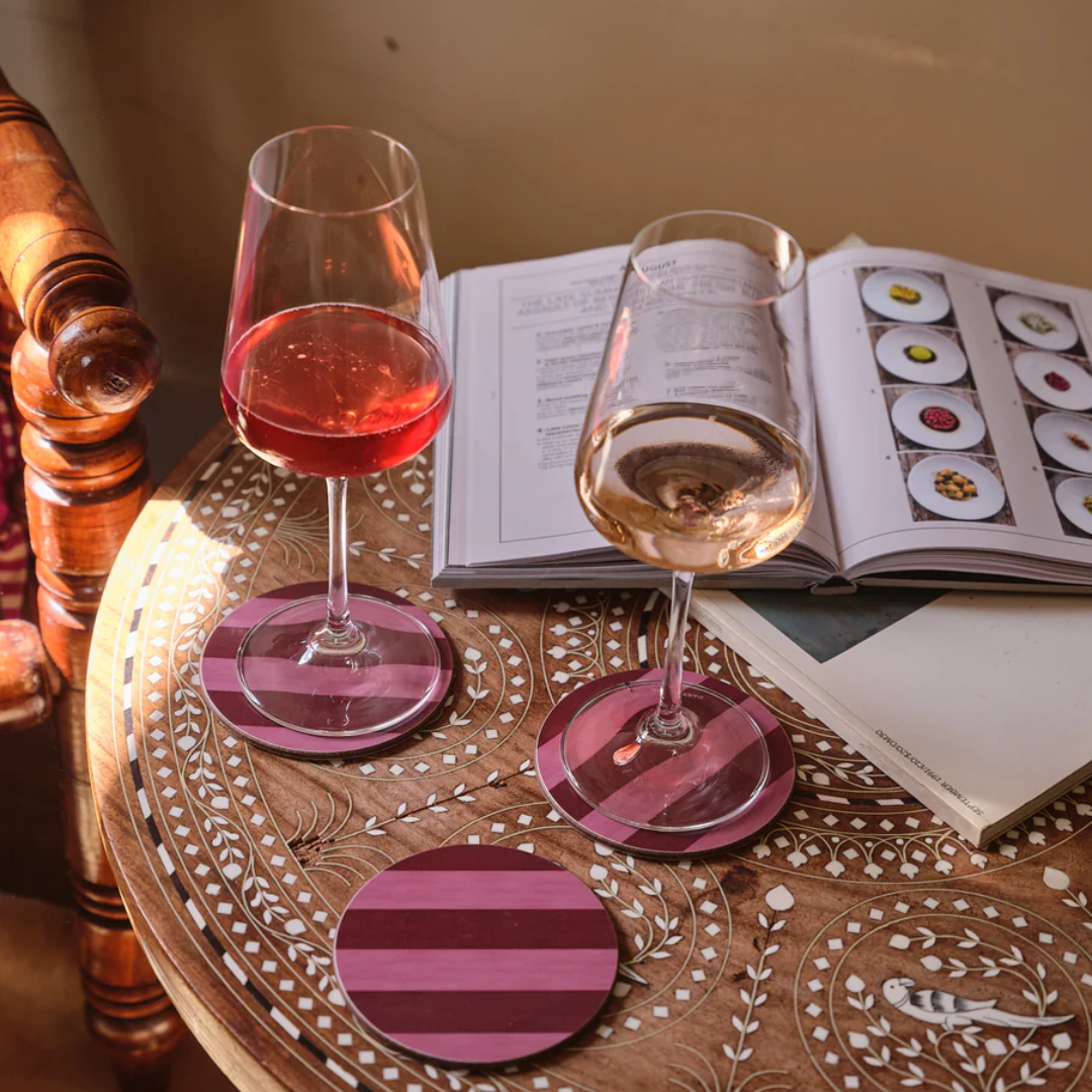 Rouge & Blush Stripe Coasters | Set of 4