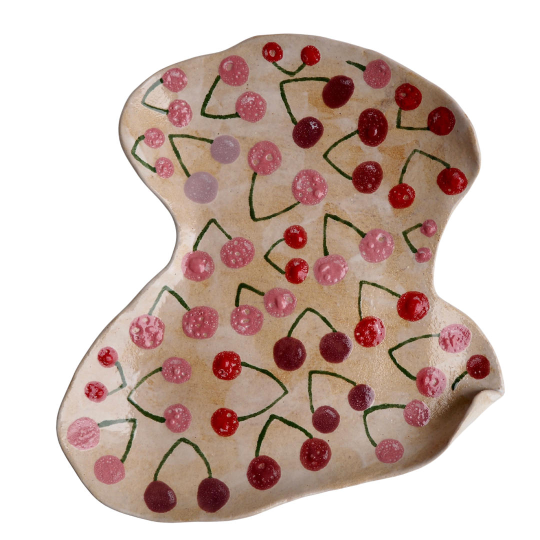 Handmade Ceramic Curvy Cherry Serving Plate