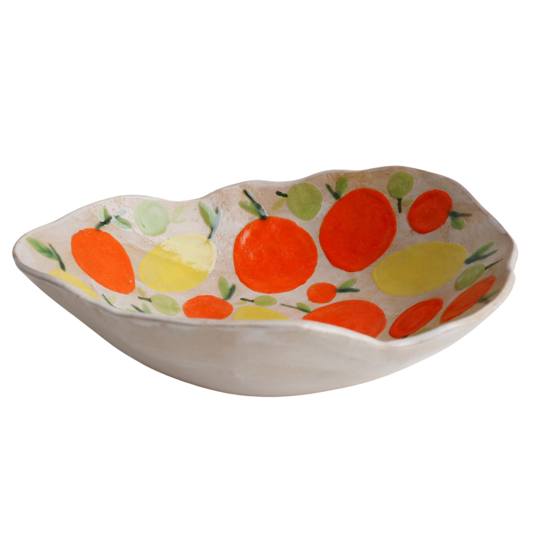 Handmade Ceramic Fruit Bowl with Oranges, Lemons and Limes