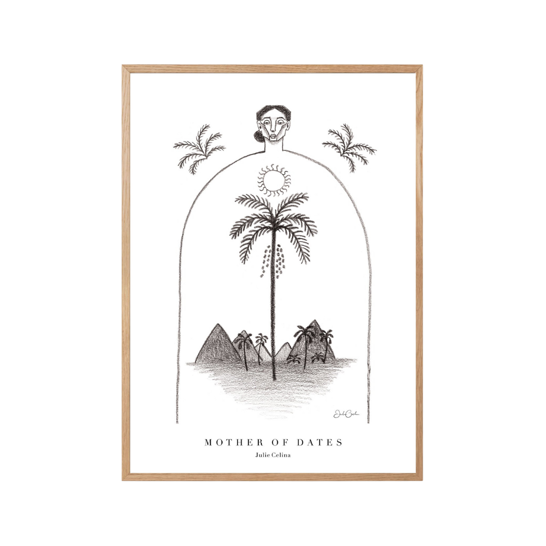 Mother of Dates in Black and White - Bohemian Art Print
