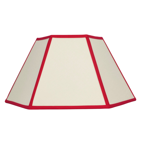 Hexagon Linen Lampshade, Red Trim - Large (US)