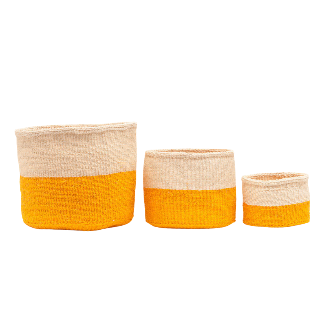 RUKIA: Orange Colour Block Woven Basket