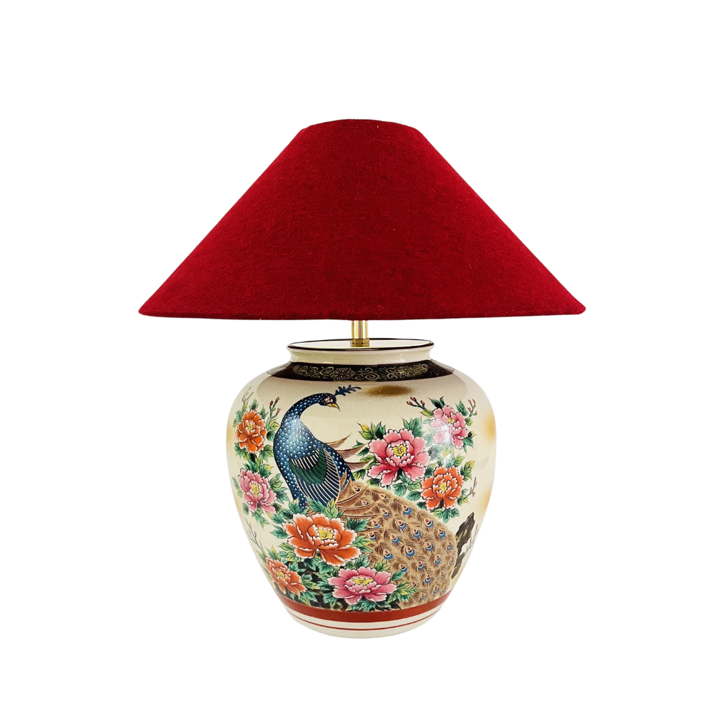 Antique Japanese Peacock Lamp