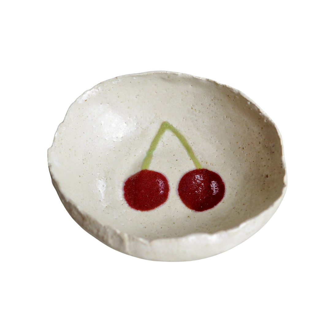 Handmade Mini Red Cherry Ceramic Condiment Bowl