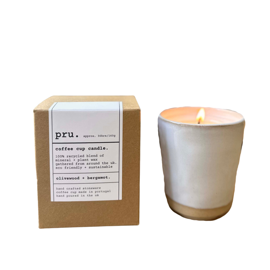 Recycled Wax Coffee Cup Candle - Olivewood + Bergamot
