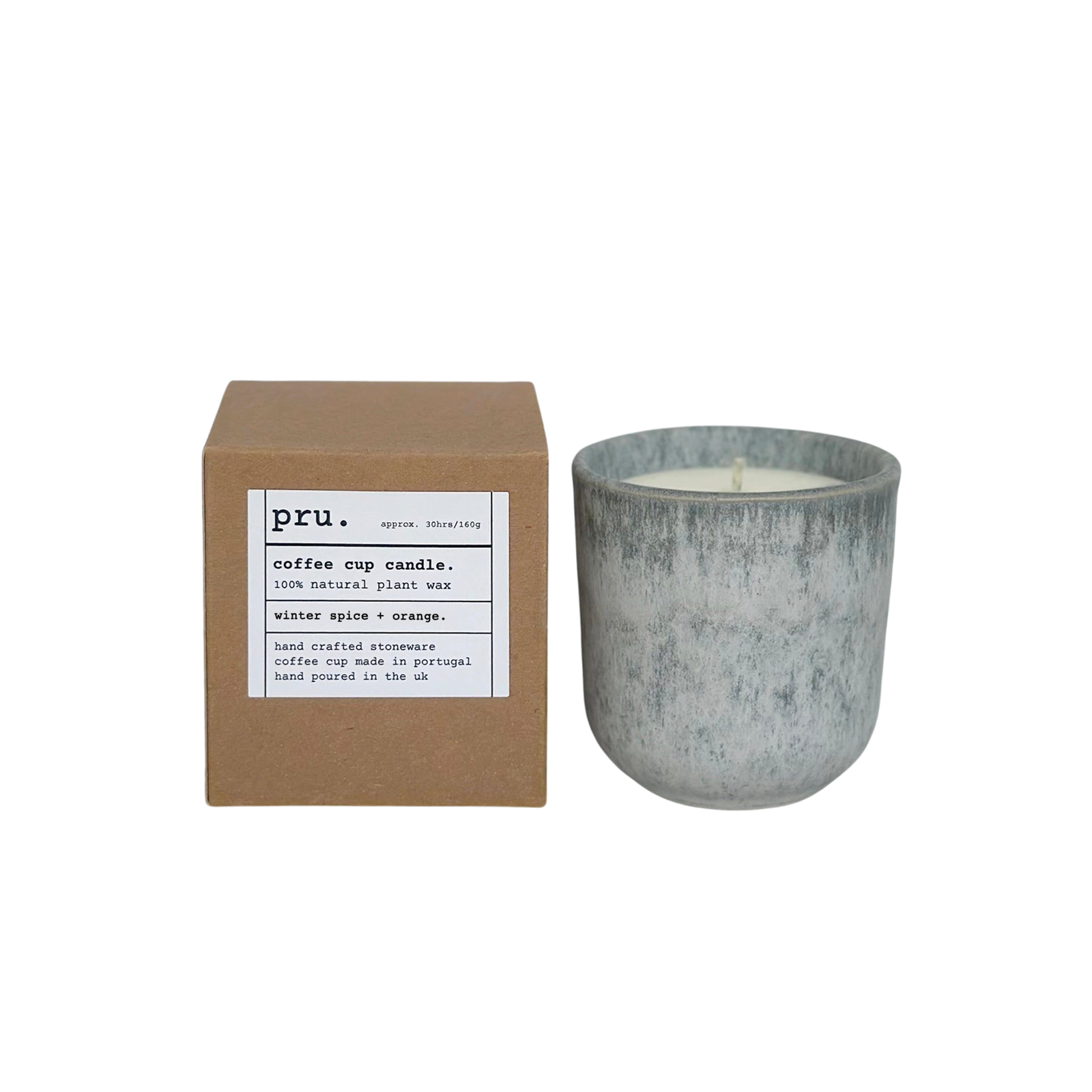 Grey Coffee Cup Candle - Winter Spice + Orange