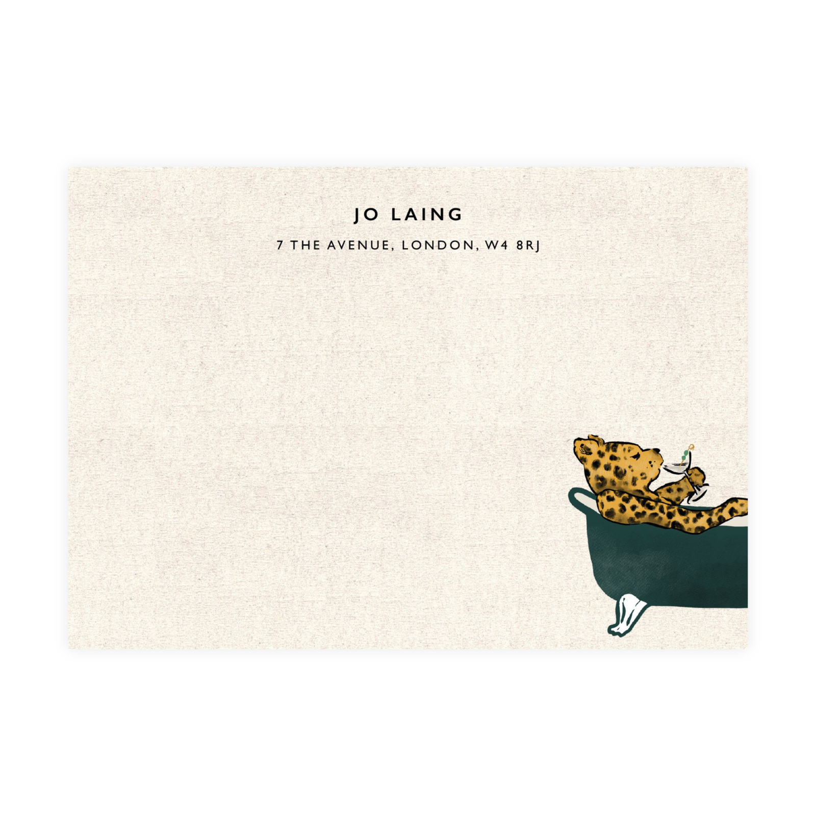 Leopard in a Bath Notecards