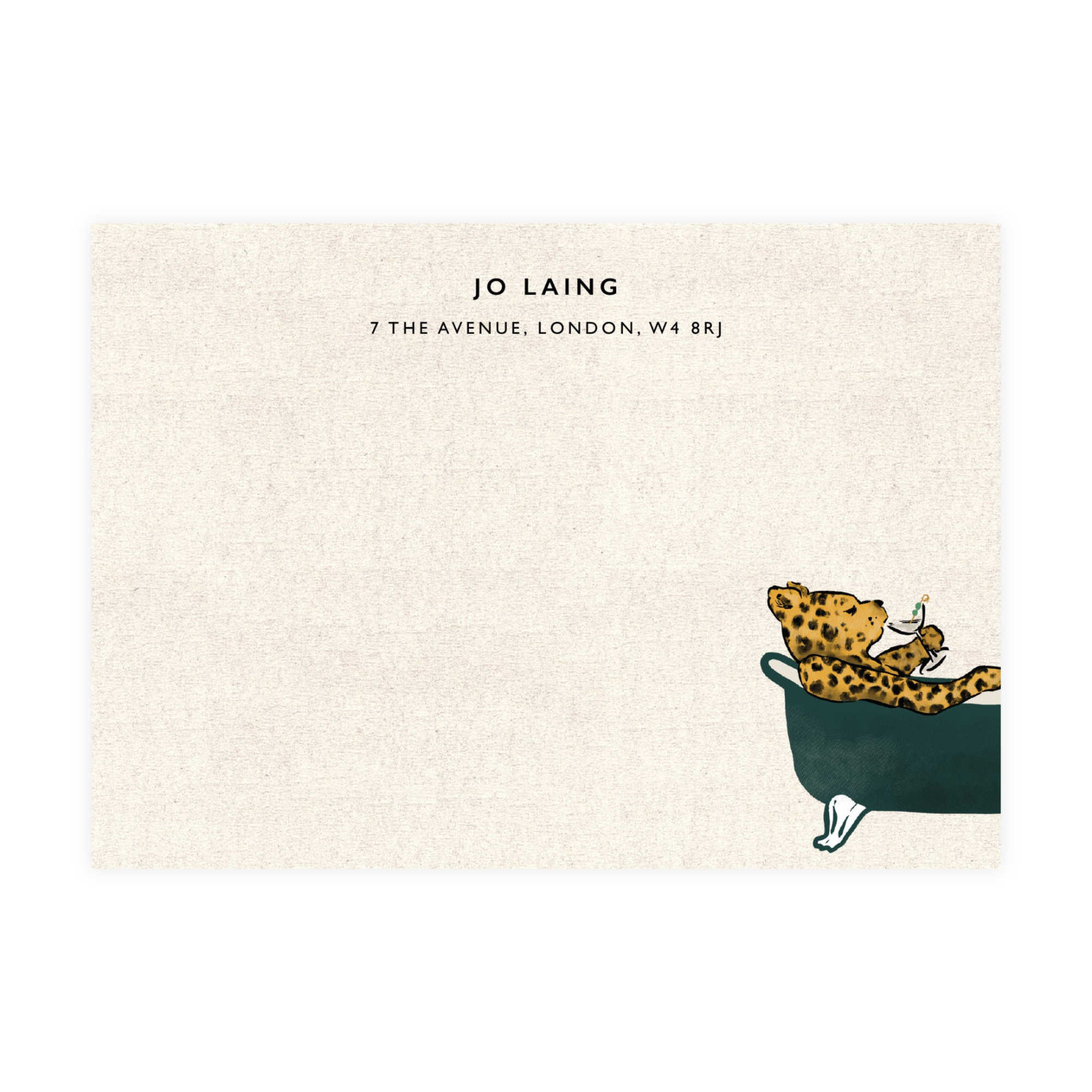 Leopard in a Bath Notecards