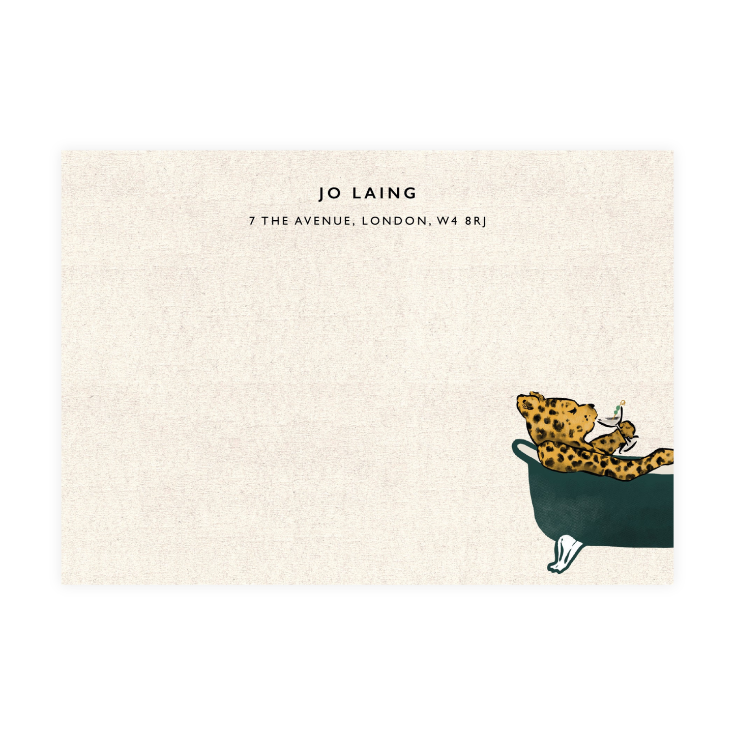 Leopard in a Bath Notecards