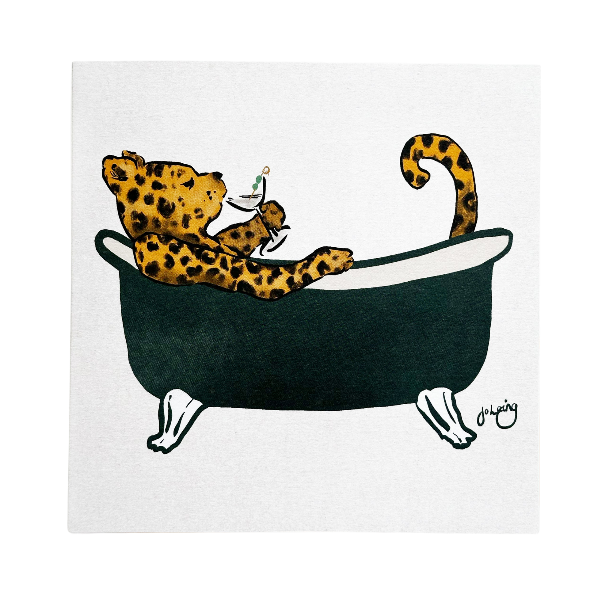 Leopard in a Bath Greeting Card
