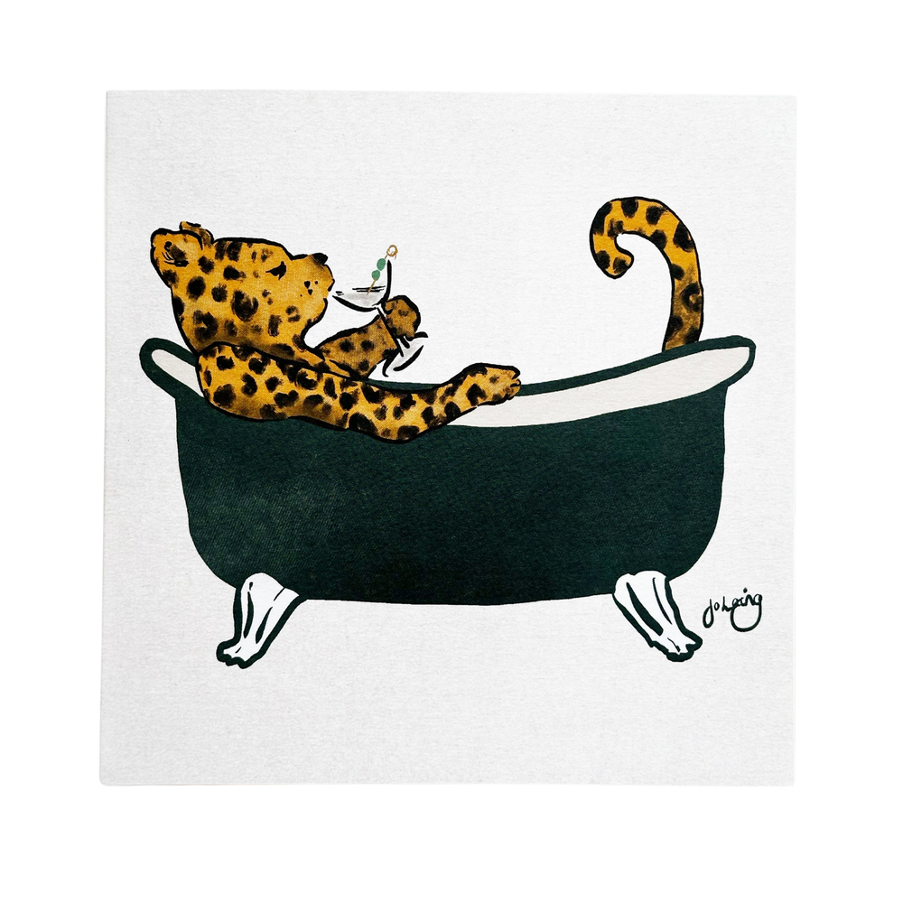 Leopard in a Bath Greeting Card