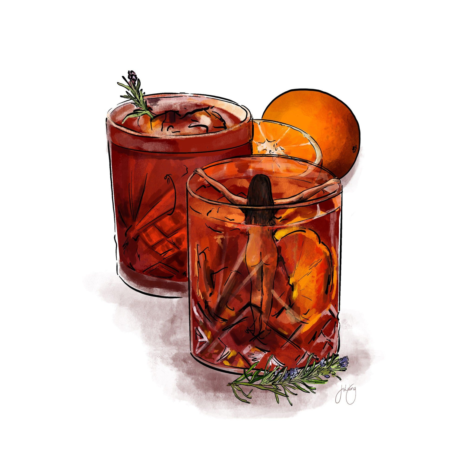 That First Sip of Negroni Art Print
