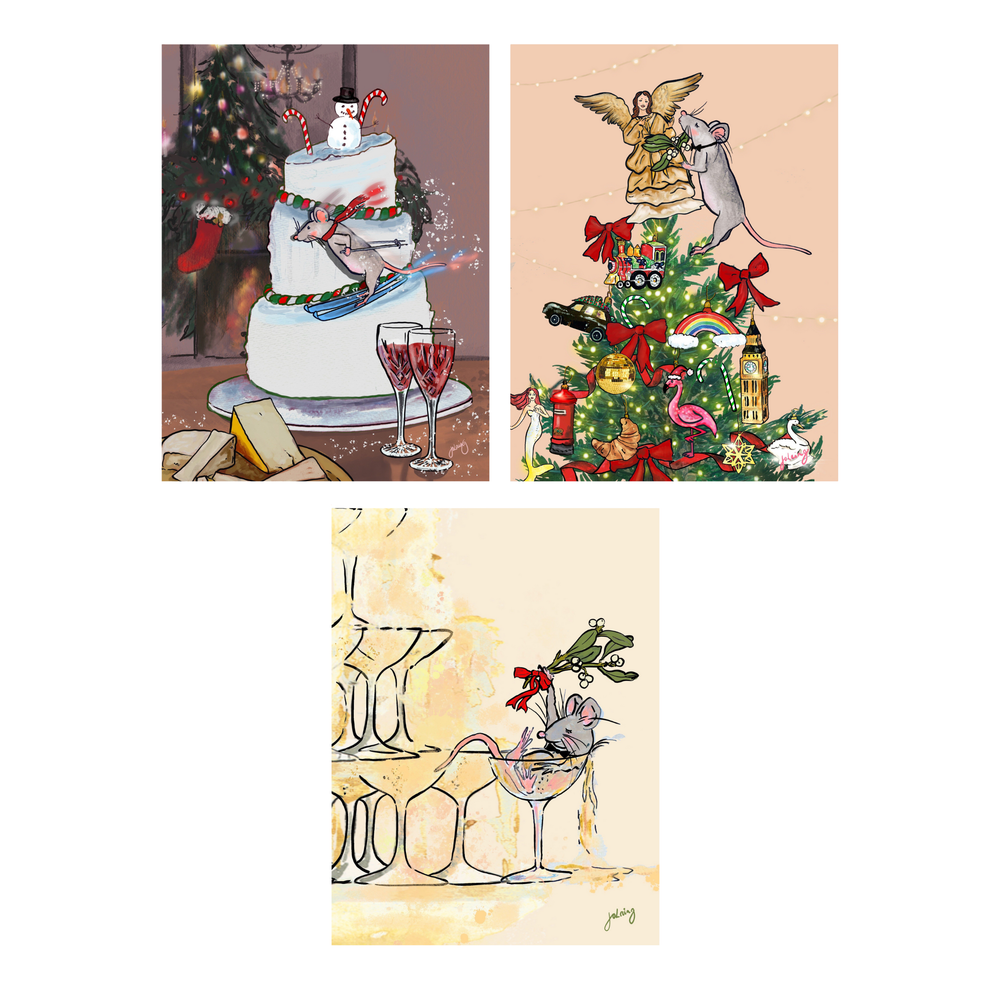 Mix and Mouse Christmas Cards - Set of 12