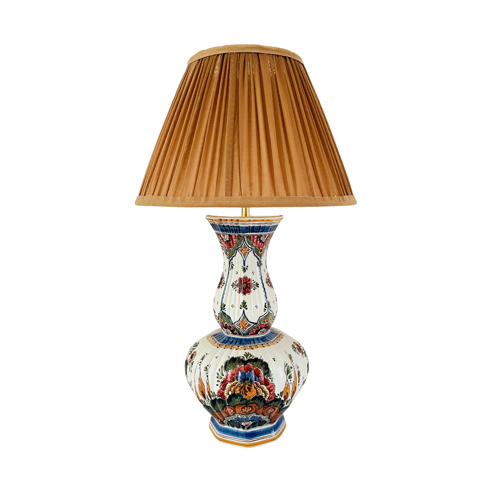 Large Antique Delft Polychrome Lamp