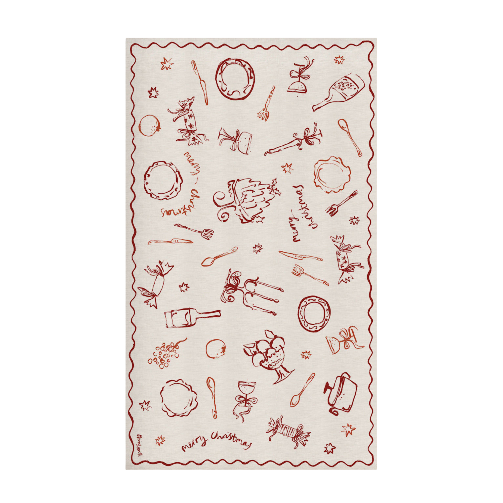 Christmas Feast Linen Tablecloth