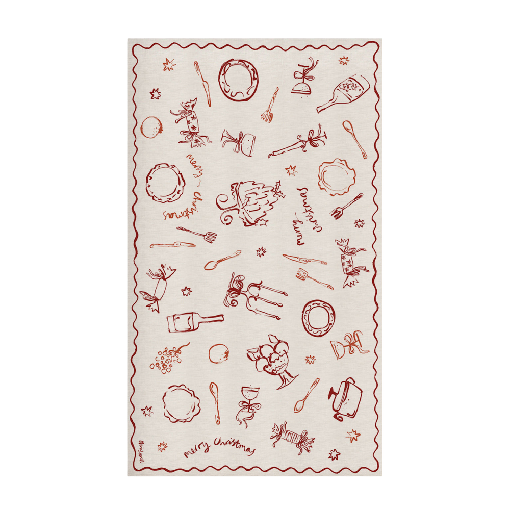 Christmas Feast Linen Tablecloth