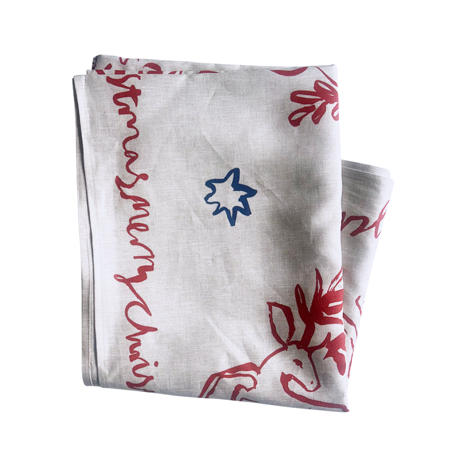 Cherubs & Reindeer Linen Tablecloth
