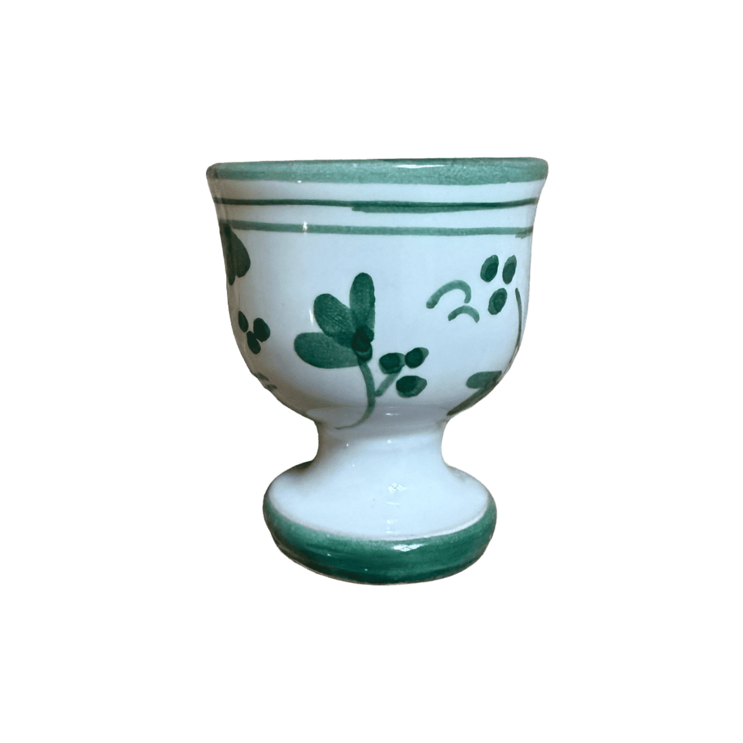 Egg Cup Green Dove Flowers