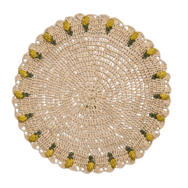 Handmade Tulip Placemat – Raffia Crochet Floral Table Mat