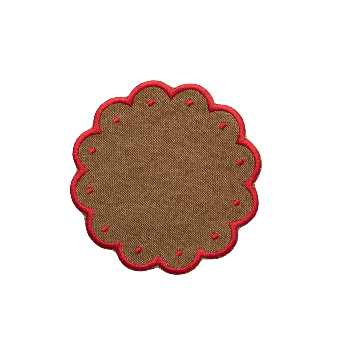 Set of 12 Wavy Cocktail Napkins with Dots - Brown / Red