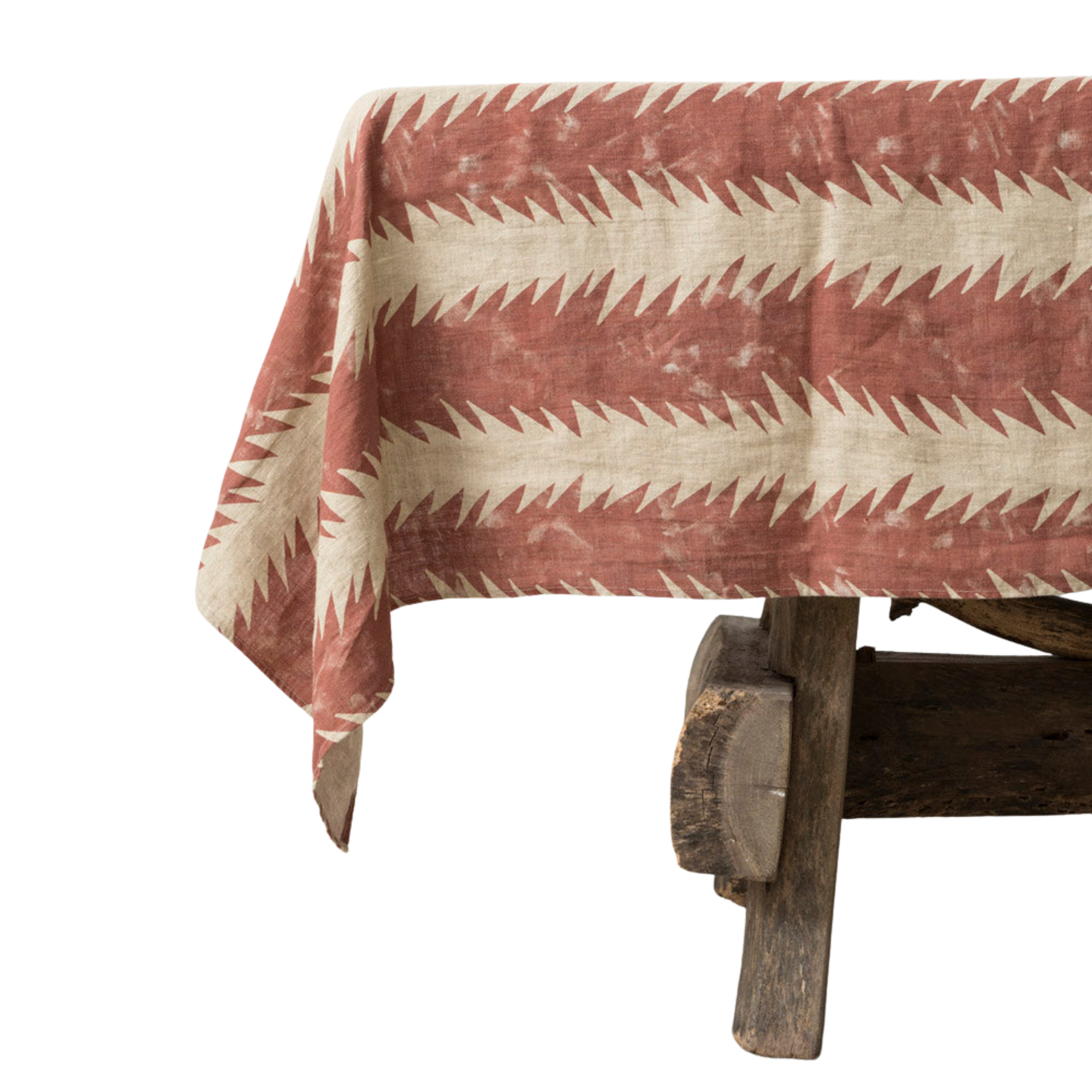 Natural Linen Atria Double Red Tablecloth