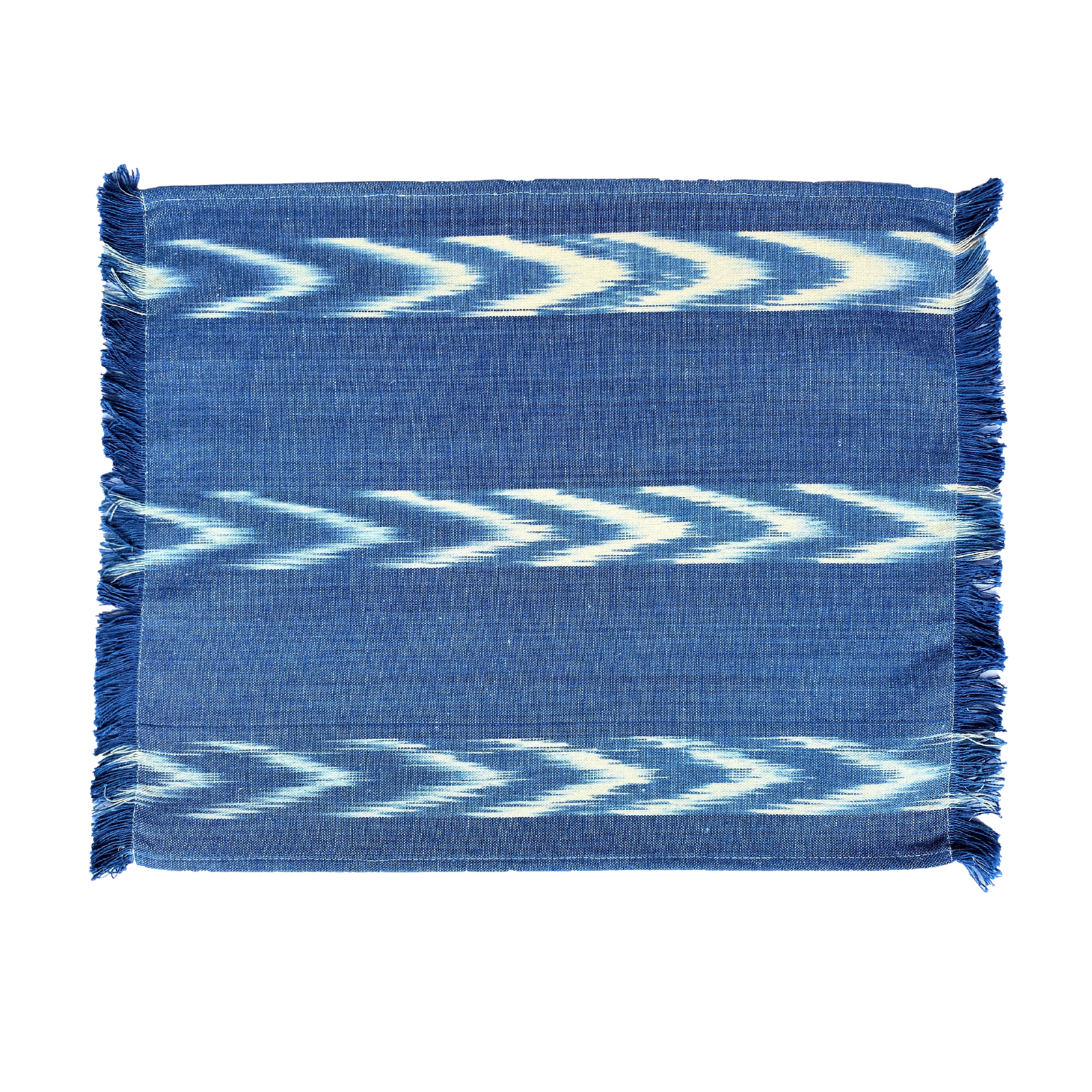 Fabric Placemat - Chambray With Three Ikat Chevron Stripes