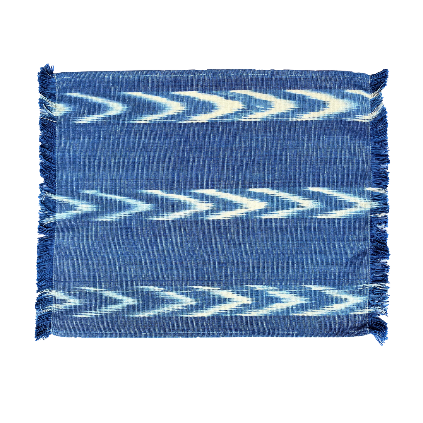 Fabric Placemat - Chambray With Three Ikat Chevron Stripes