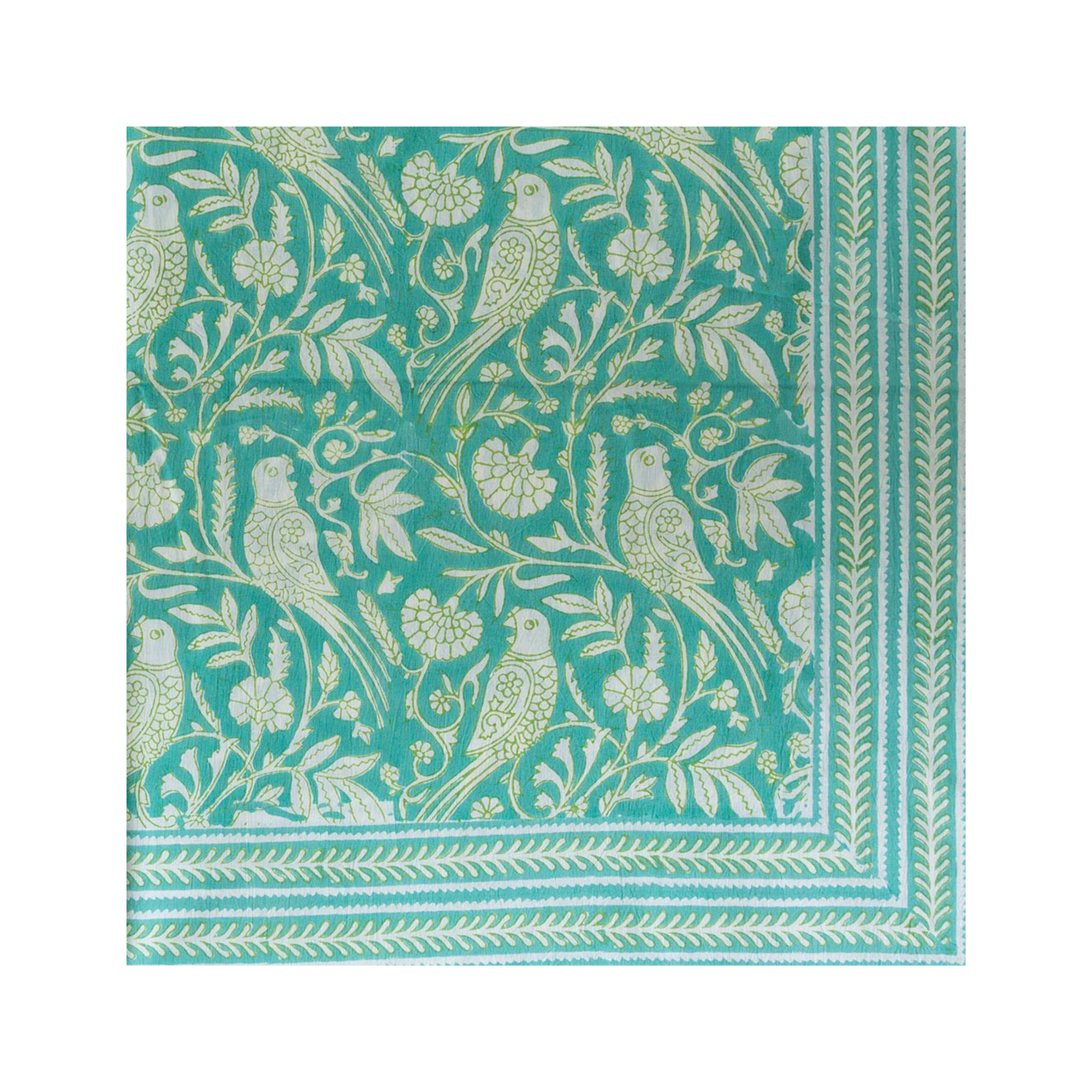 Parrot Tablecloth In Aqua