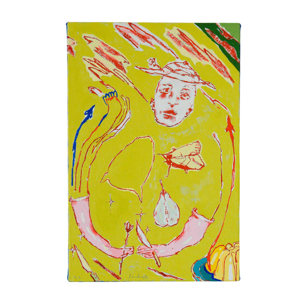 A Green Moth Came to Tea Original Painting