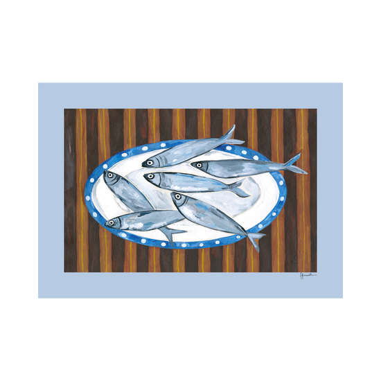 Fish on Stripe Print