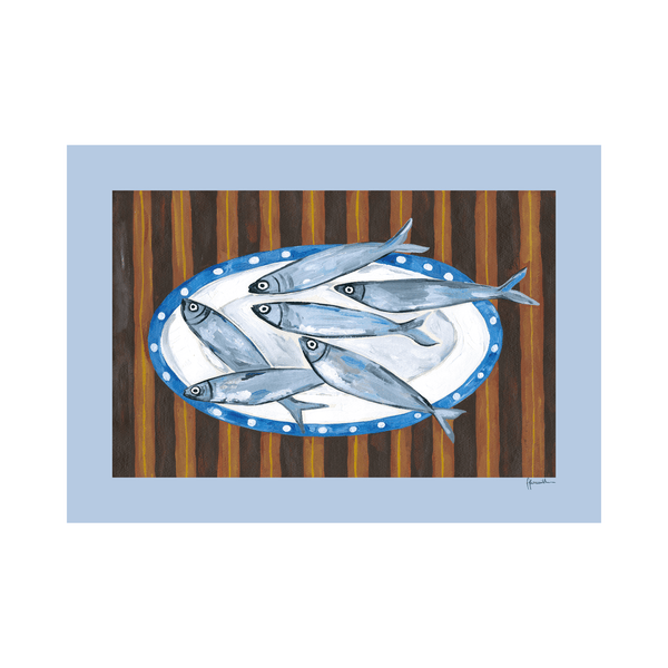 Fish on Stripe Print