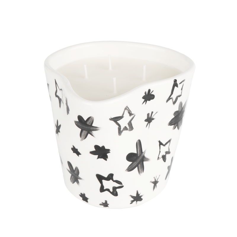 B&W Stars Candle
