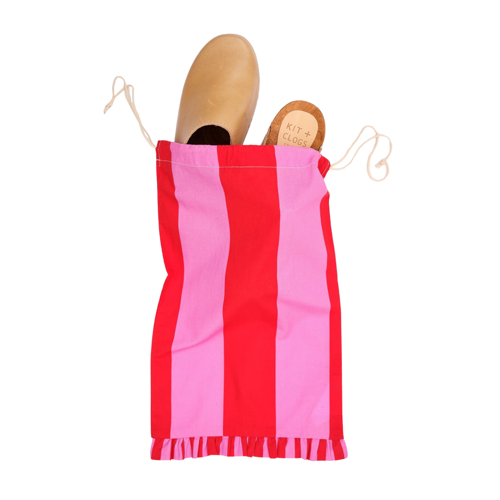 Cerise & Fuchsia Wide Stripe Shoe Bag Set of 2