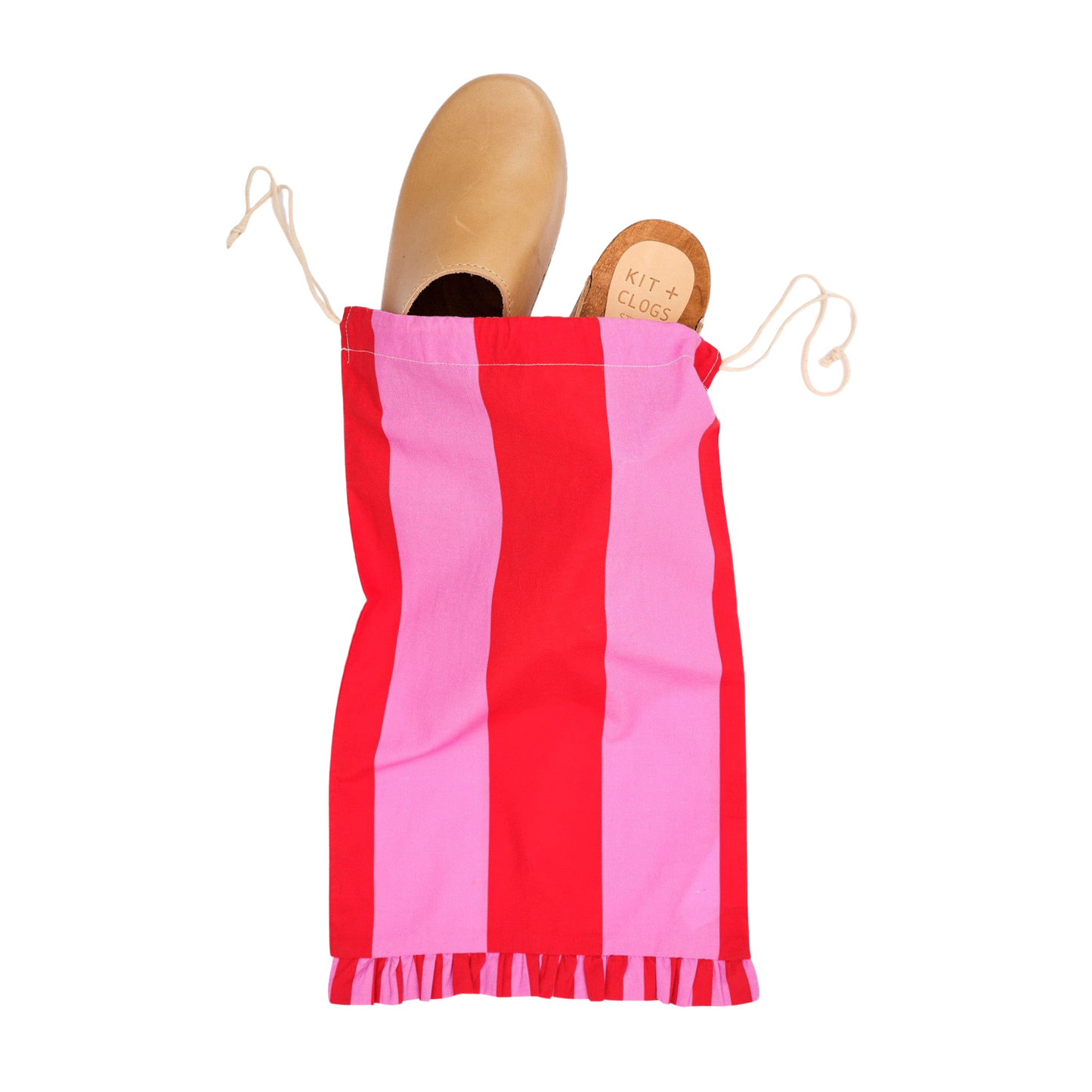 Cerise & Fuchsia Wide Stripe Shoe Bag Set of 2