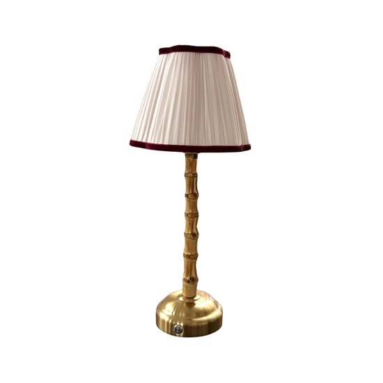 Antibes - Rechargeable Table Lamp (Ivory with Burgundy Rim)