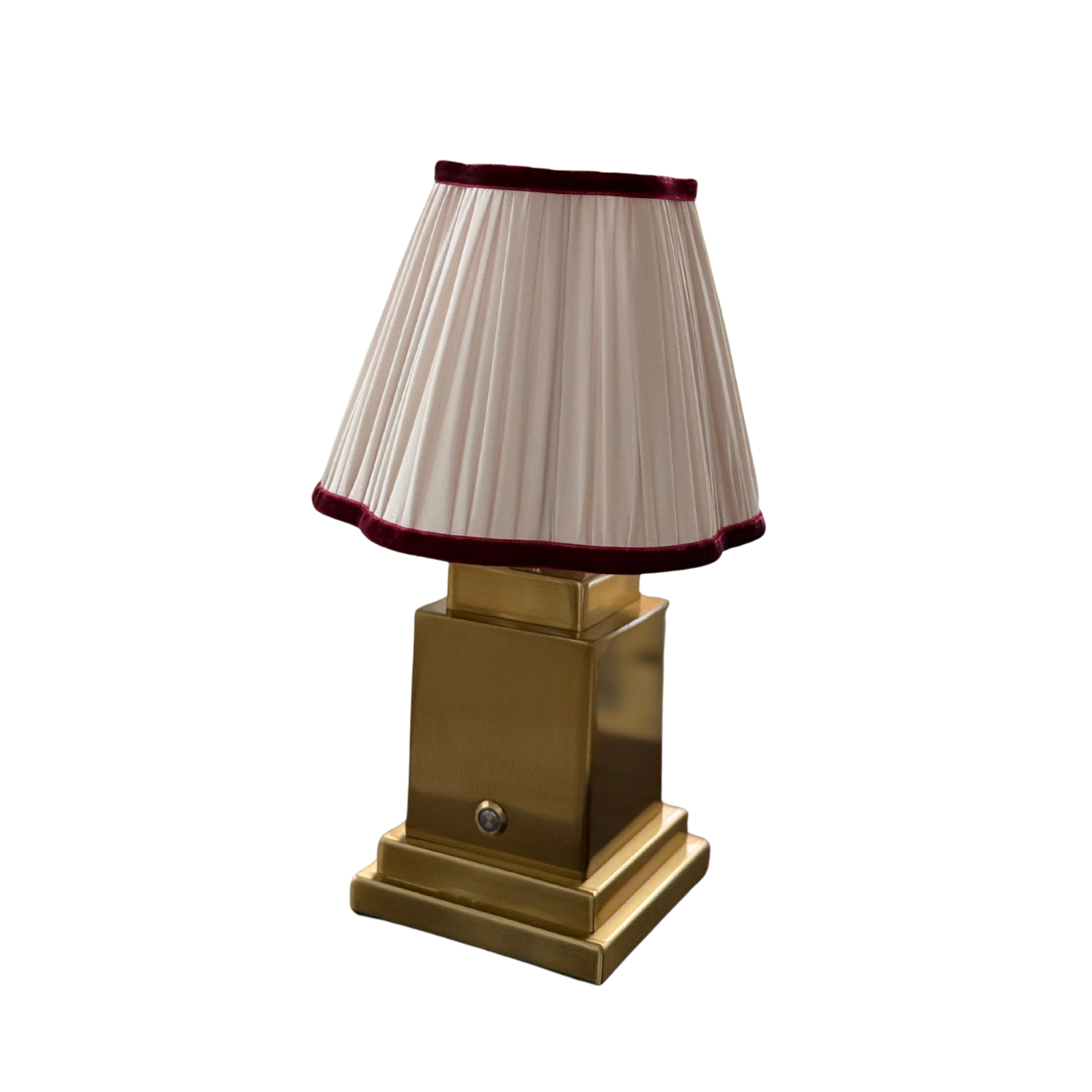 Athena Rechargeable Table Lamp (Ivory with Burgundy Rim)