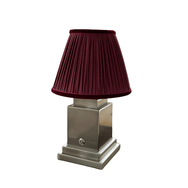 Athena Silver Rechargeable Table Lamp (Burgundy)