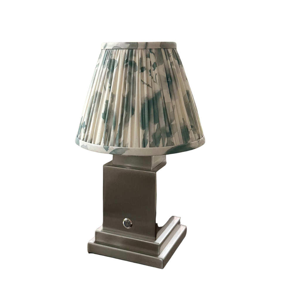 Athena Silver Rechargeable Table Lamp (Green Magnolia)