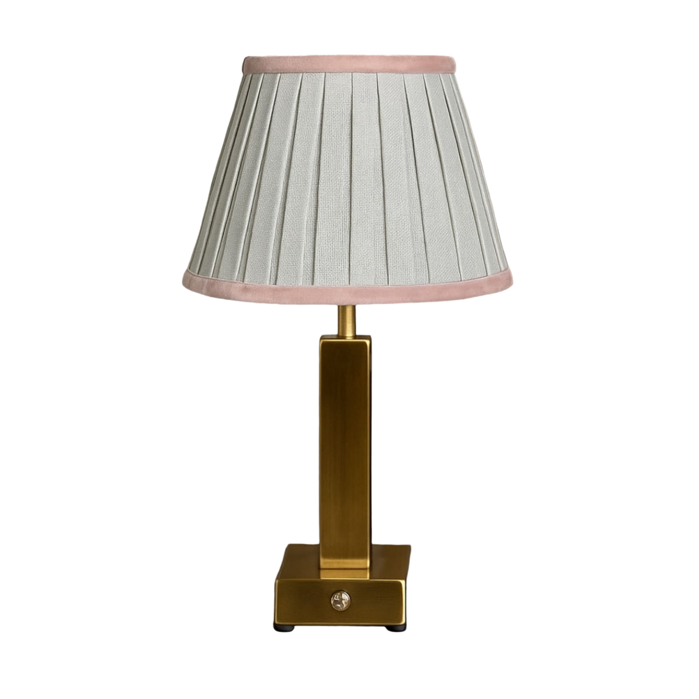Athena Slim Rechargeable Table Lamp (White velvet/ pink ribbon)