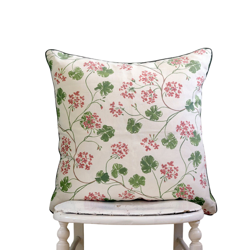 Geraniums Linen Cushion