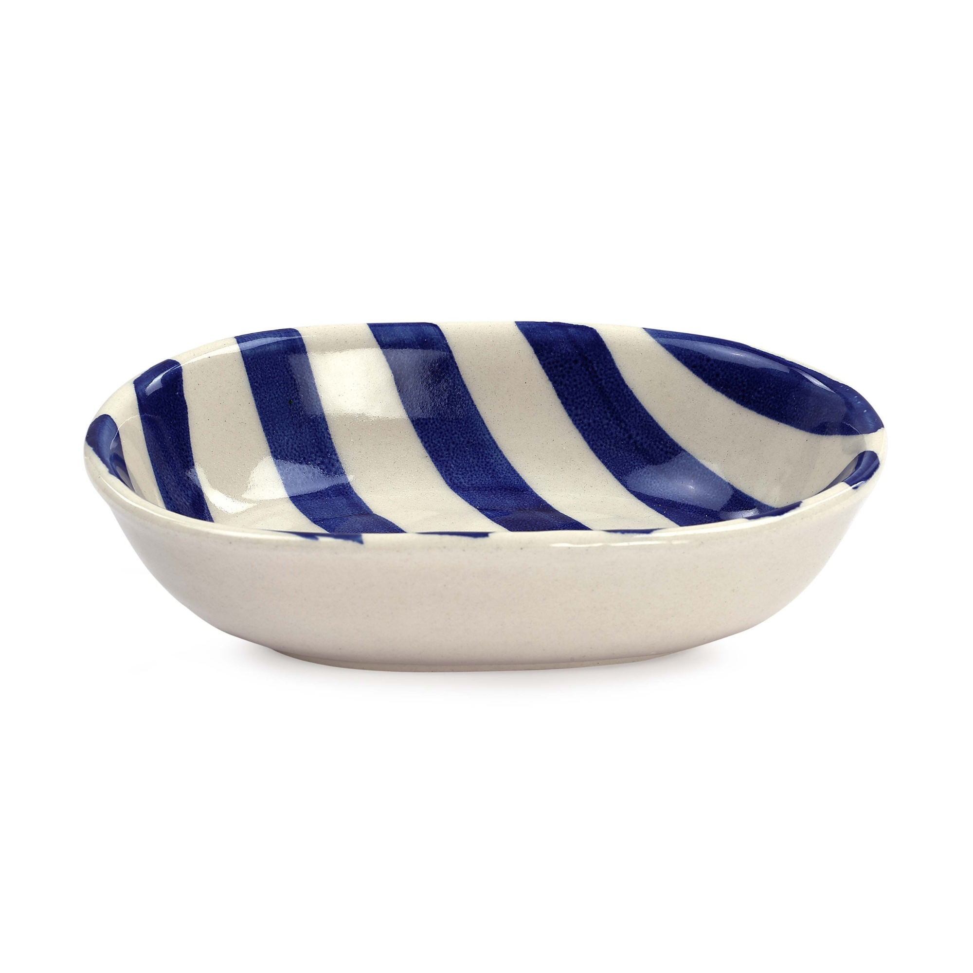 Ceramic Stripe Bowl, Blue