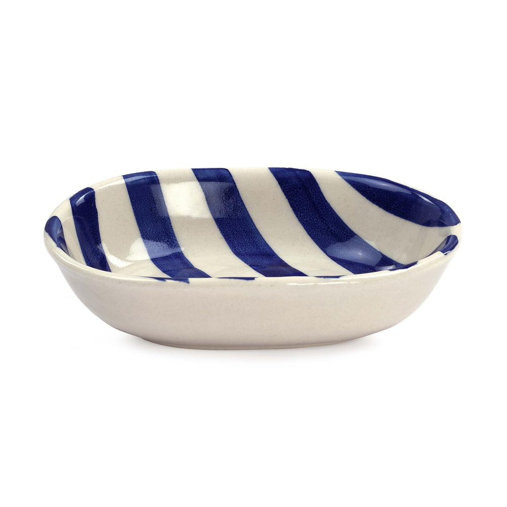 Ceramic Stripe Bowl, Blue