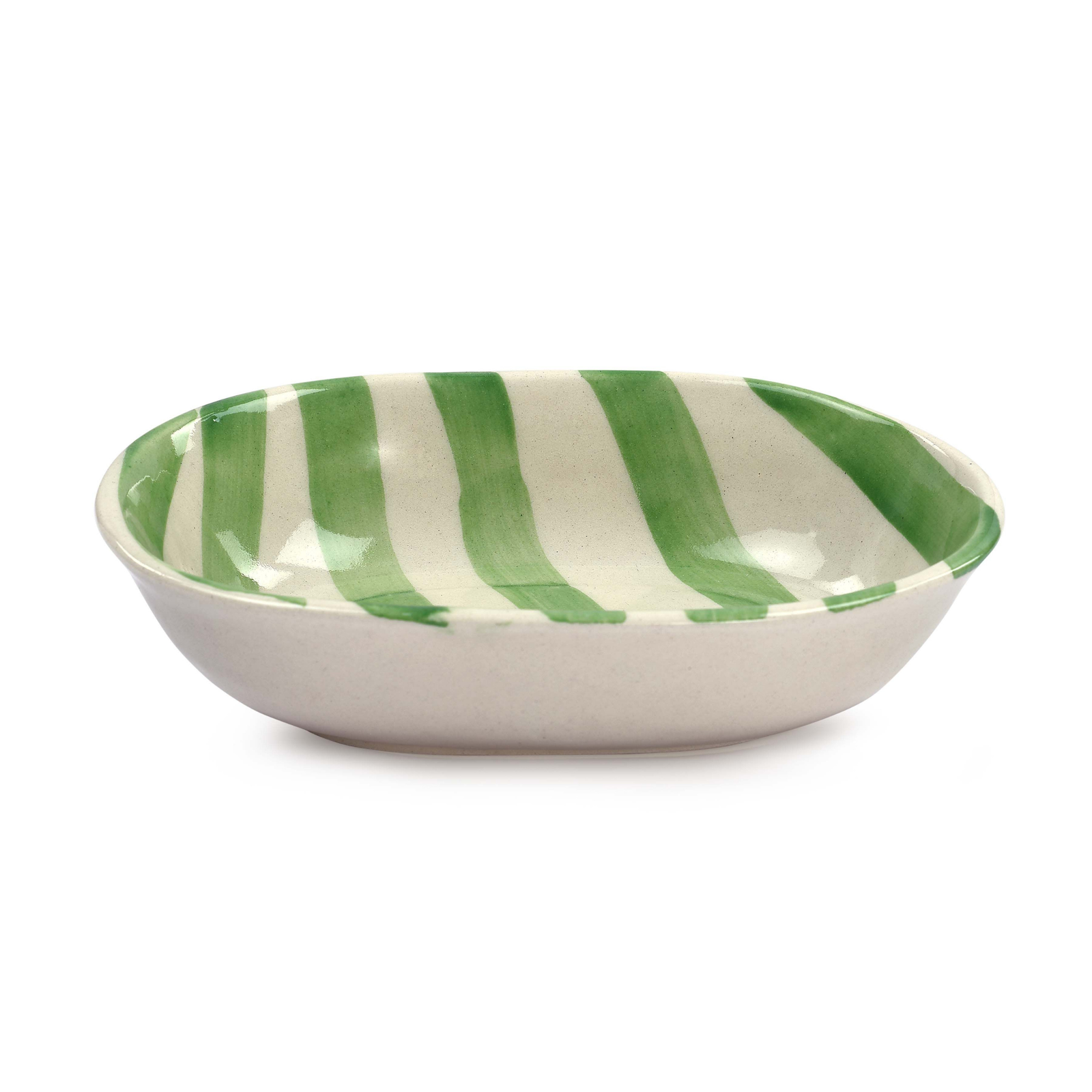 Ceramic Stripe Bowl, Green