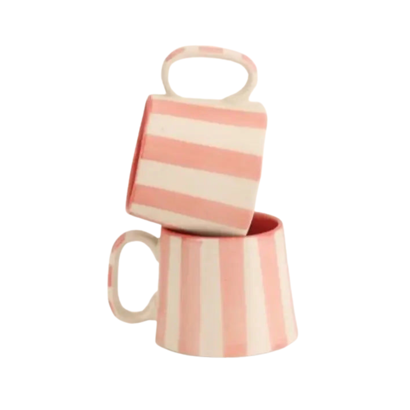 Ceramic Pink Stripe Coffee cup- 220ml (SET OF 4)