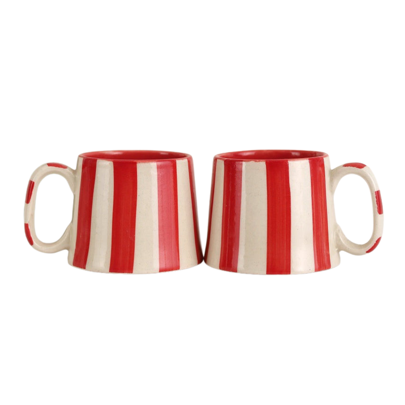 Ceramic Red Stripe Coffee Cup - 220ml (SET OF 4)