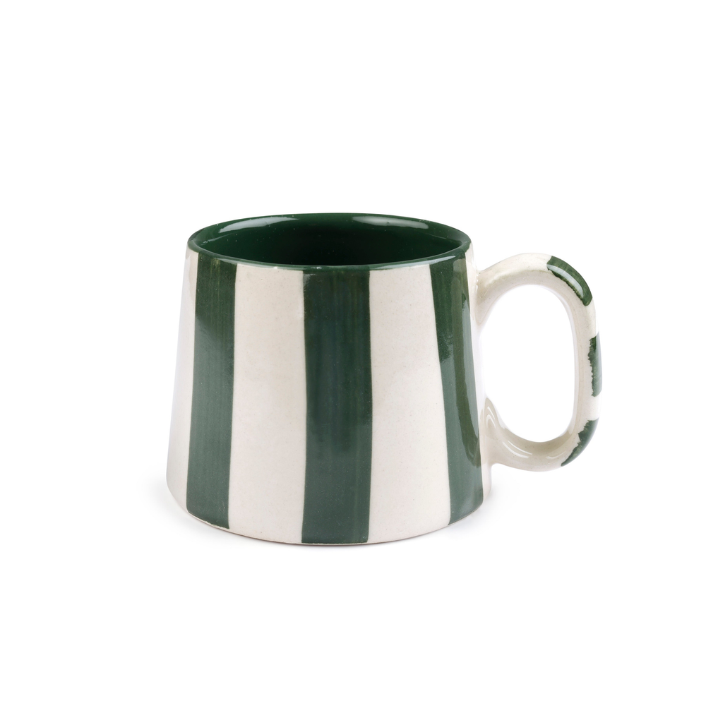 Ceramic Olive Stripe Coffee Cup - 220ml (SET OF 4)